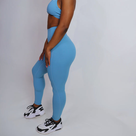 High-Waist Spa Blue Snatched Leggings